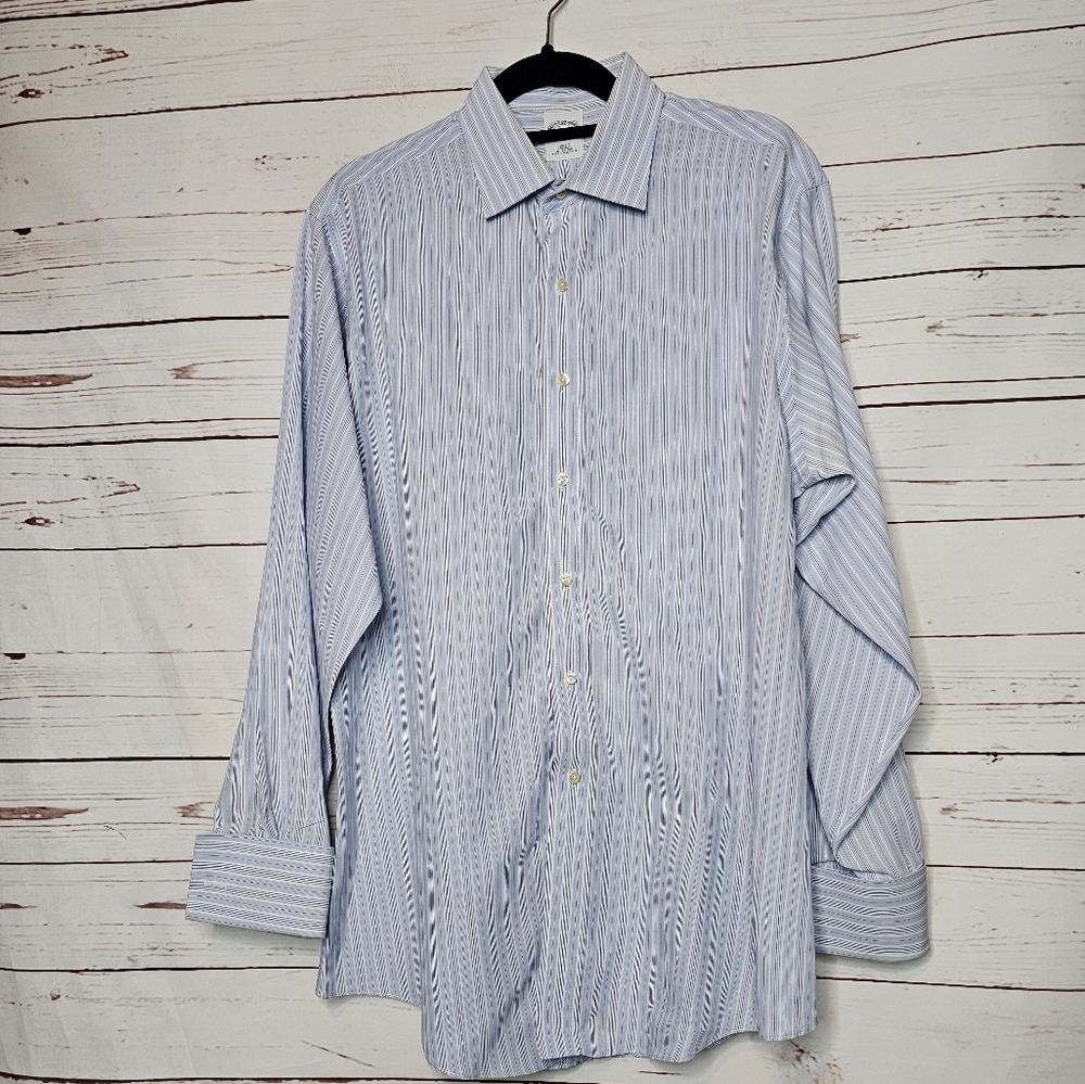 Brooks Brothers Men's Slim Fit Blue Striped Button Down Shirt